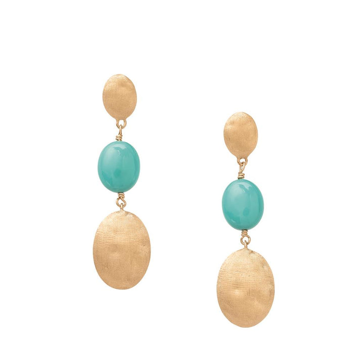 Boucles d’oreilles pendantes Marco Bicego Siviglia en or jaune 18k turquoise OB1857_TU01_Y_02