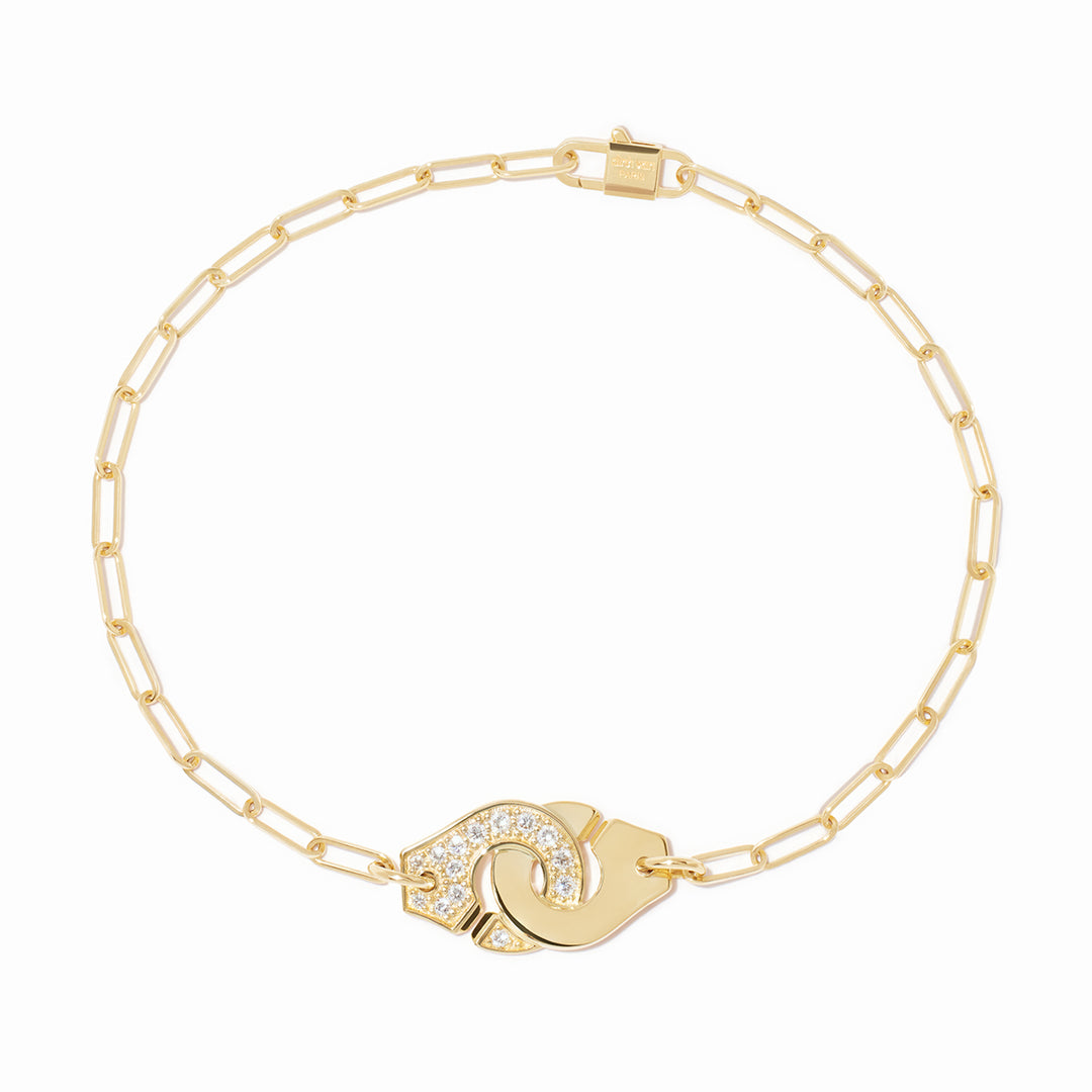dinh van Menottes PM Bracelet in 18k Yellow Gold and Diamonds 354111