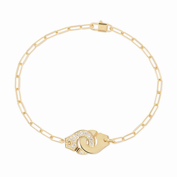 dinh van Menottes PM Bracelet in 18k Yellow Gold and Diamonds 354111