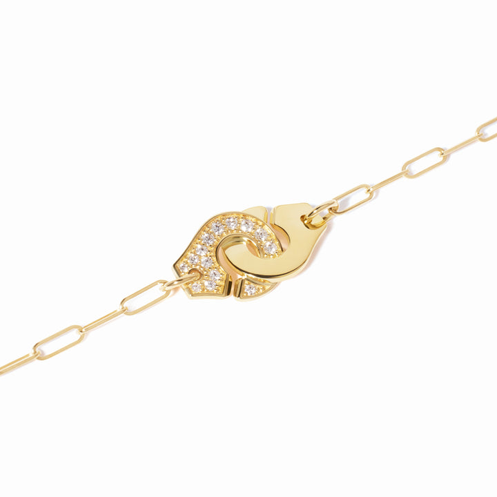 dinh van Menottes PM Bracelet in 18k Yellow Gold and Diamonds 354111