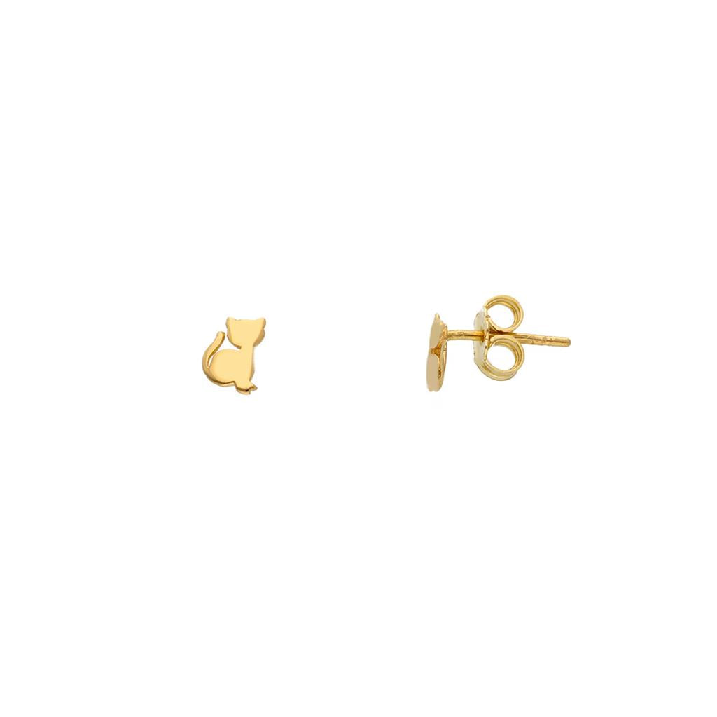 Boucles d'oreilles bébé en or jaune 18K chat