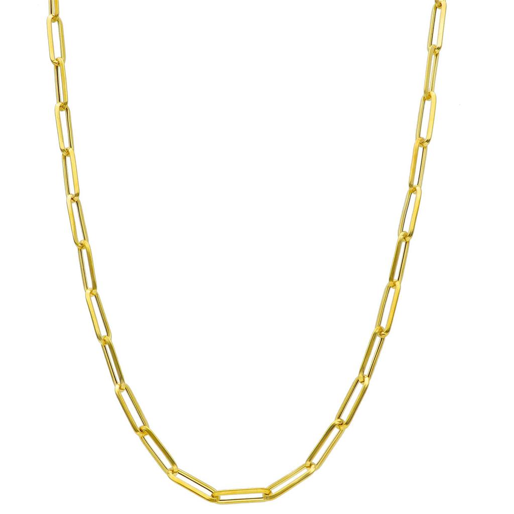 Chaîne en or jaune 18k style Paperclip 3 mm