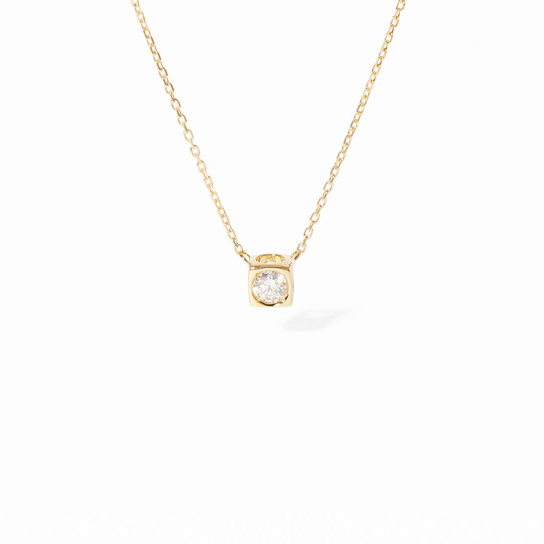 Collier dinh van Le Cube Diamant en or jaune 18k et diamants 608111