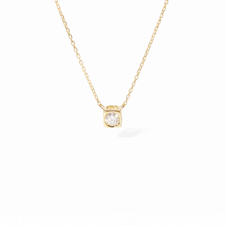 Collier dinh van Le Cube Diamant en or jaune 18k et diamants 608111