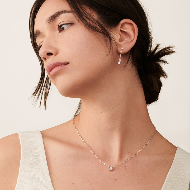Collier dinh van Le Cube Diamant grand modèle en or blanc 18k avec diamant 608213