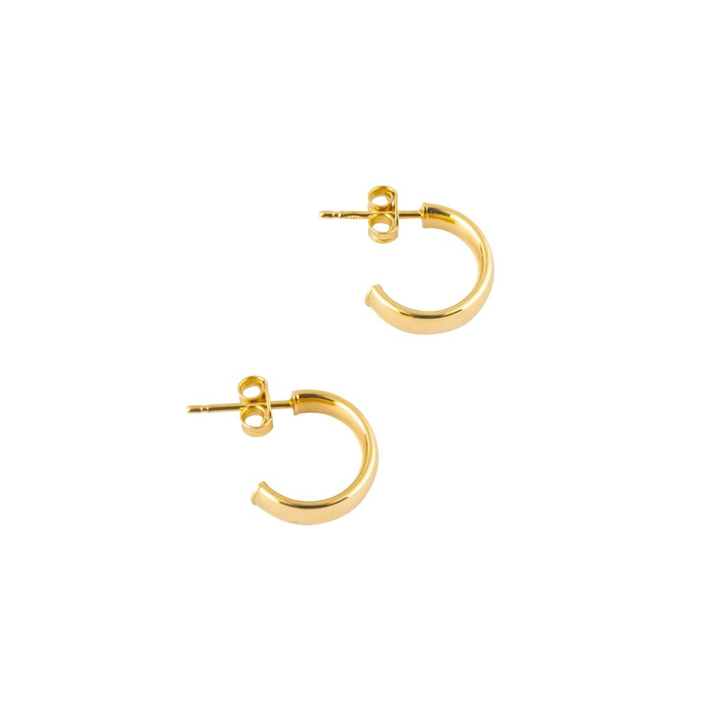 Boucles d'oreilles en or jaune 18k style anneau de 10mm