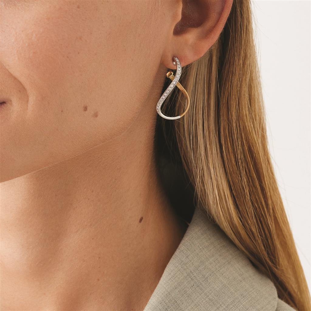 Boucles d'oreilles créoles torsadées Marco Bicego Marrakech en or jaune 18k diamants OG404_B_YW_M5