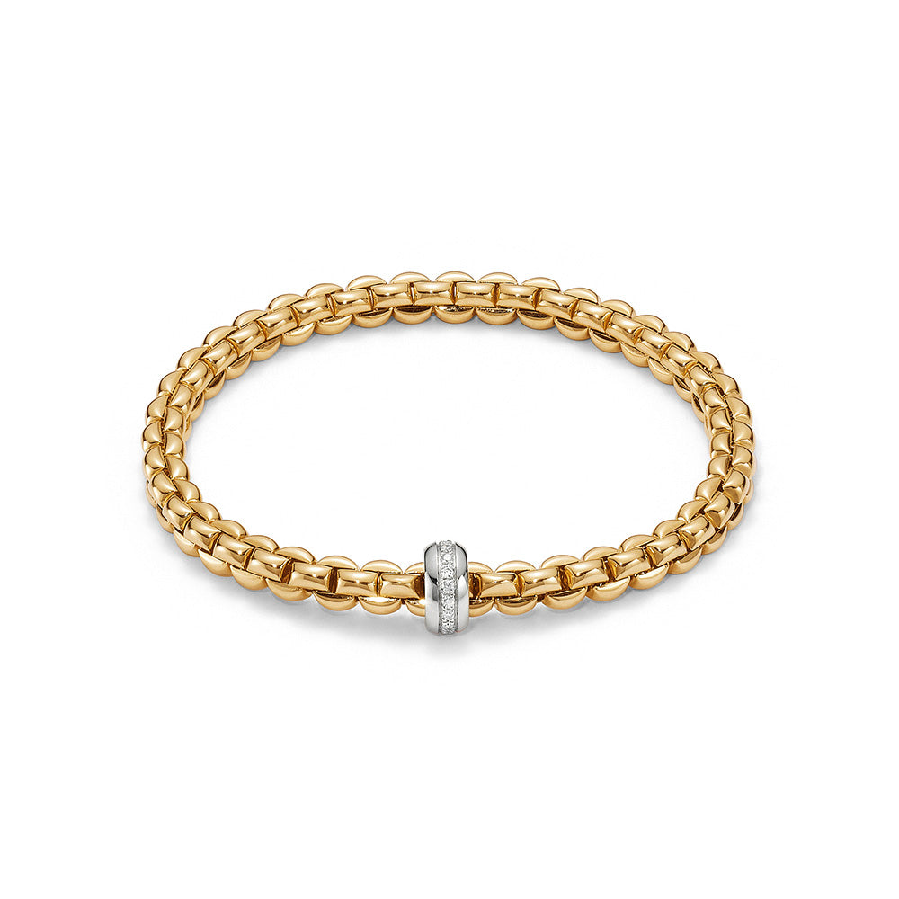 Bracelet FOPE Eka Flex’it en or jaune et blanc 18k taille M avec diamants 72110BX_BB_G_XBX_00M