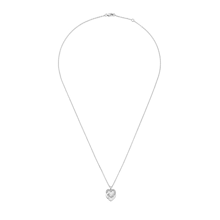 Dinh Van Double Hearts Small Model Necklace in 18K White Gold 745212
