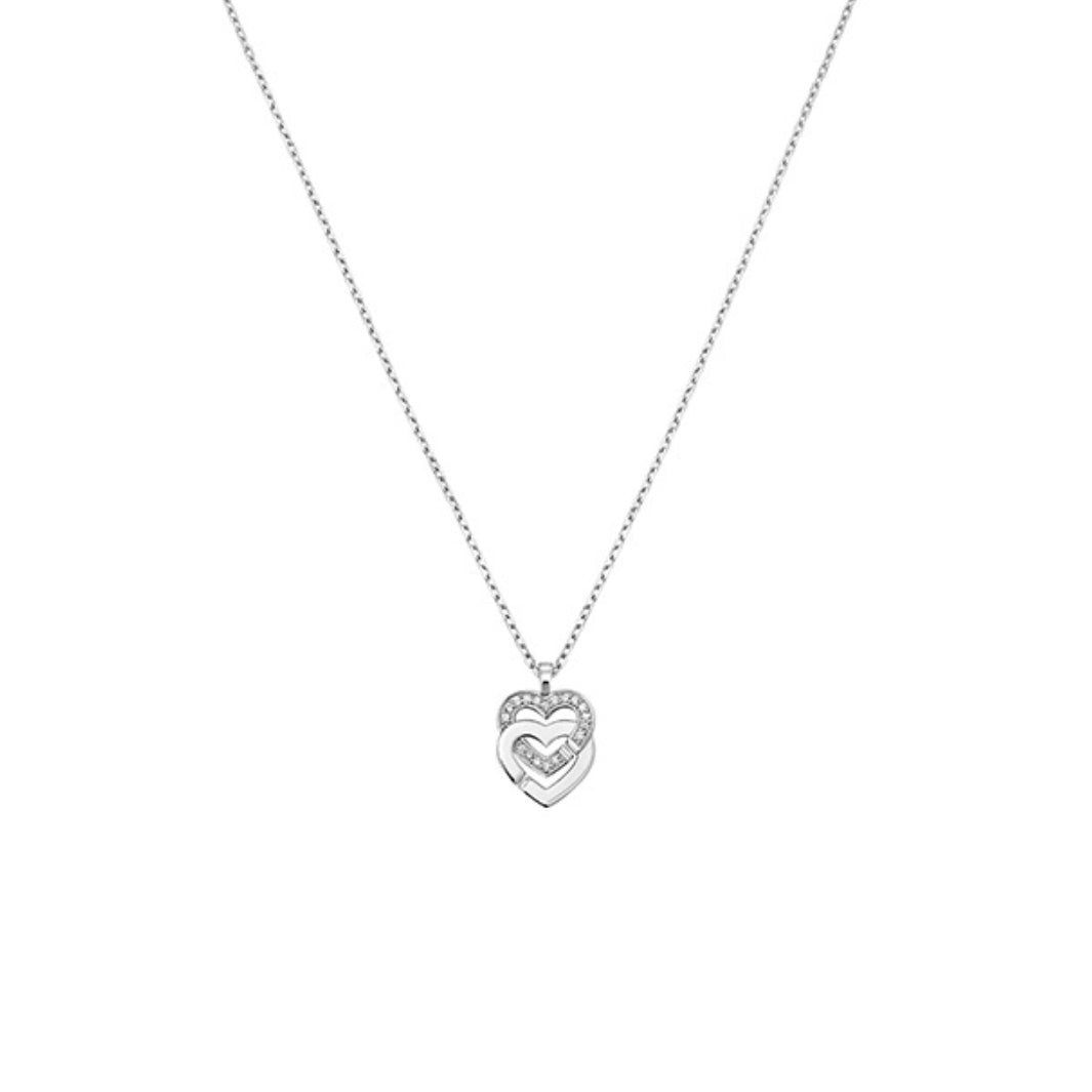 Dinh Van Double Hearts Small Model Necklace in 18K White Gold 745212
