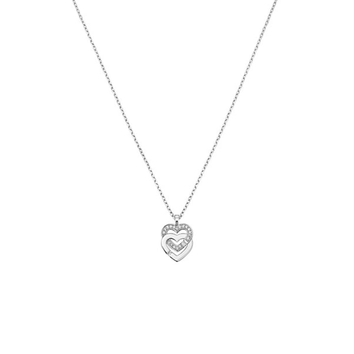 Dinh Van Double Hearts Small Model Necklace in 18K White Gold 745212