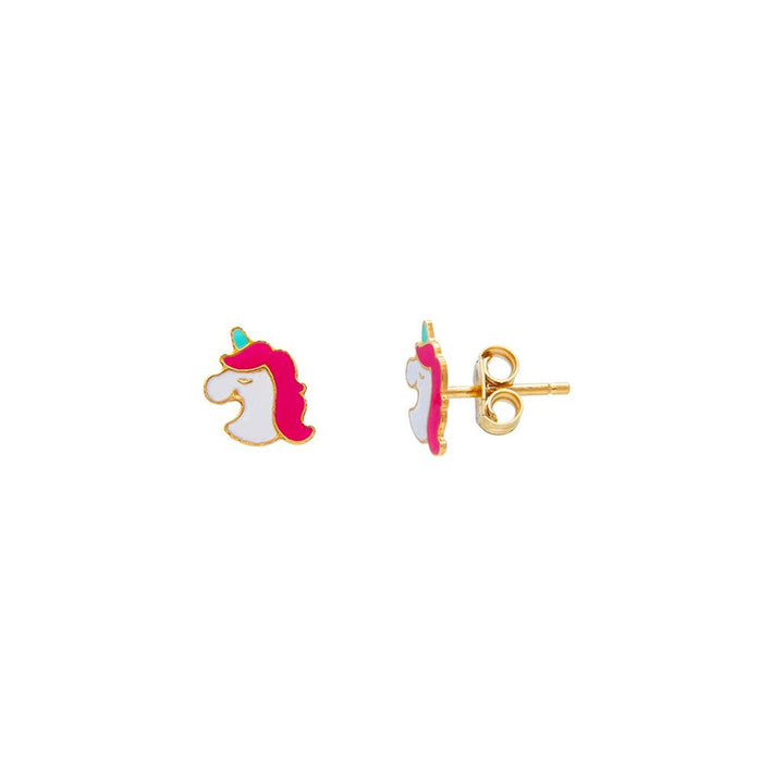 Boucles d'oreilles bébé en or jaune 18K licorne