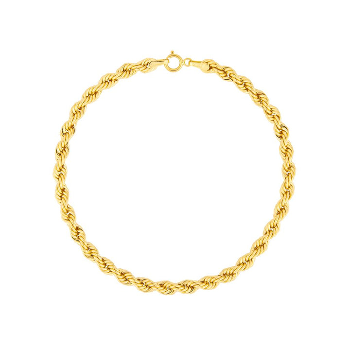 18K yellow gold 3.7mm rope style bracelet