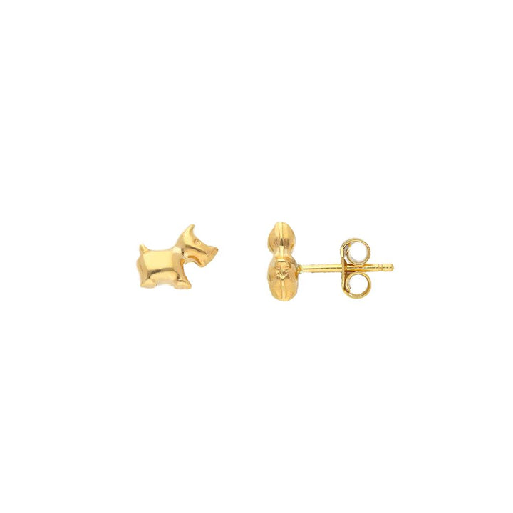 Boucles d'oreilles bébé en or jaune 18K chien