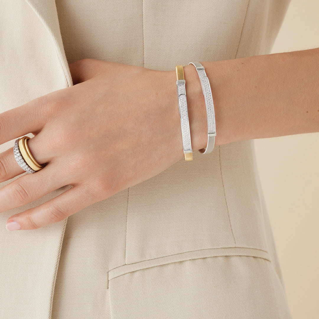 Bracelet jonc Marco Bicego Masai en or jaune 18k pavé de diamants SG43_B1_YW_M5