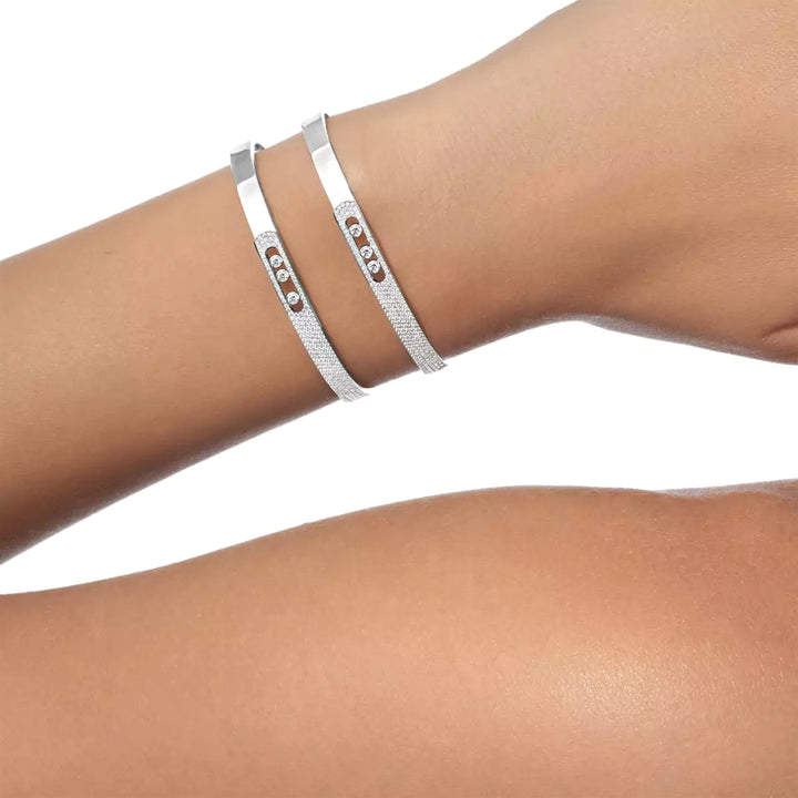 Bracelet Messika Bangle Move Noa PM Semi Pavé en or blanc 18k et diamants 10093-WG