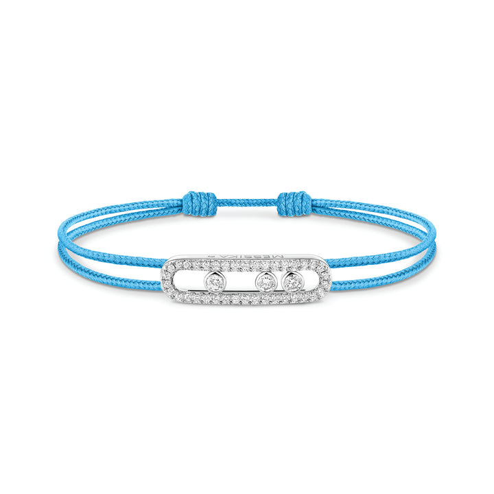 Bracelet Messika Care(s) cordon bleu pavé or blanc 18k et diamants 14657-WG
