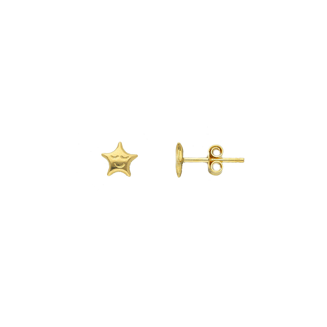18K Yellow Gold Baby Star Earrings