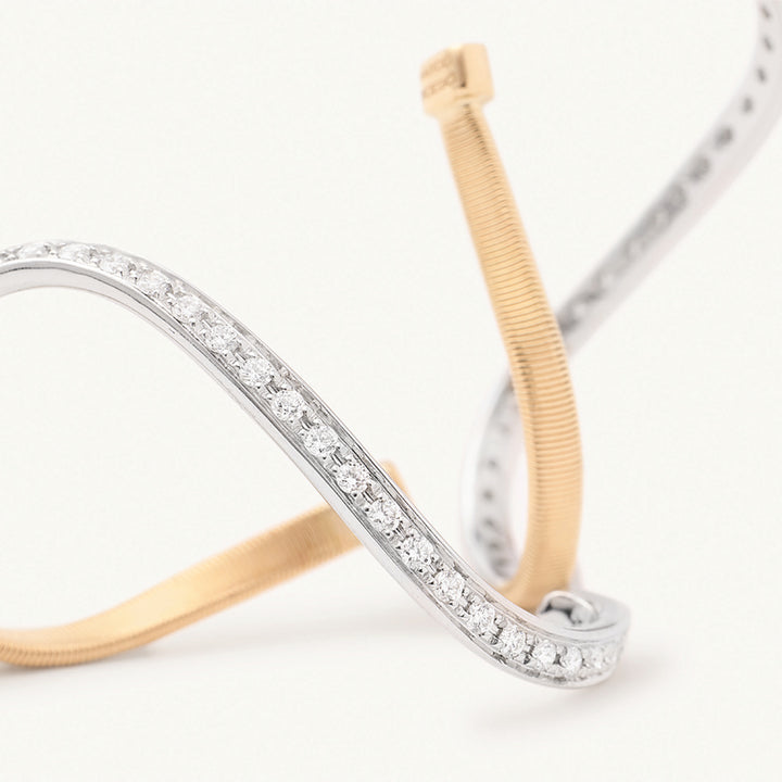 Boucles d'oreilles créoles torsadées Marco Bicego Marrakech en or jaune 18k diamants OG404_B_YW_M5