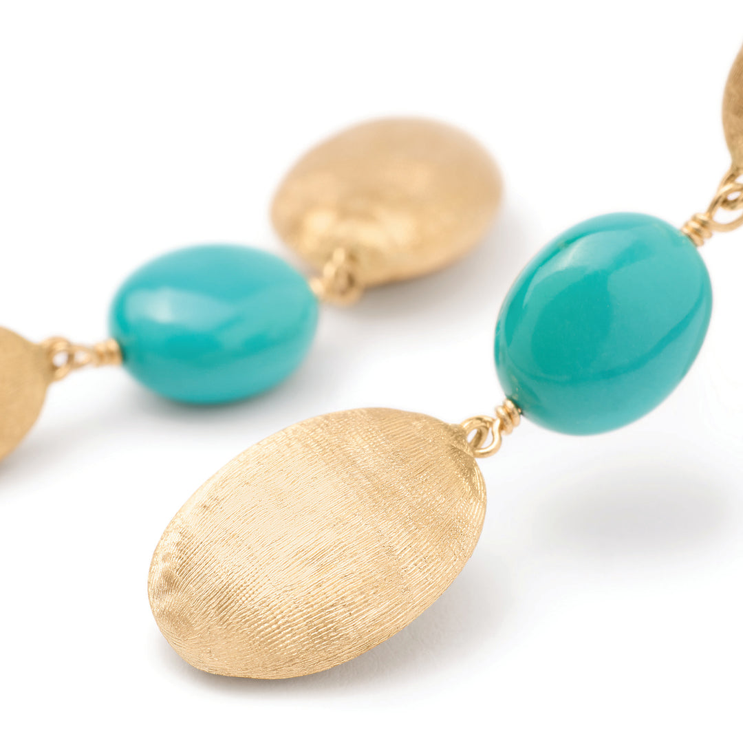 Boucles d’oreilles pendantes Marco Bicego Siviglia en or jaune 18k turquoise OB1857_TU01_Y_02
