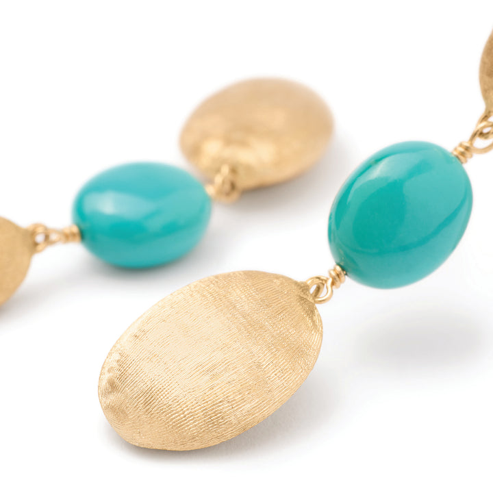 Boucles d’oreilles pendantes Marco Bicego Siviglia en or jaune 18k turquoise OB1857_TU01_Y_02