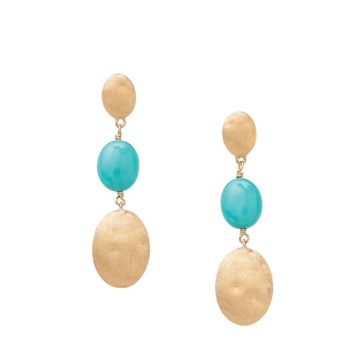 Boucles d’oreilles pendantes Marco Bicego Siviglia en or jaune 18k turquoise OB1857_TU01_Y_02