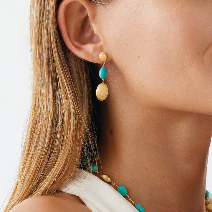 Boucles d’oreilles pendantes Marco Bicego Siviglia en or jaune 18k turquoise OB1857_TU01_Y_02