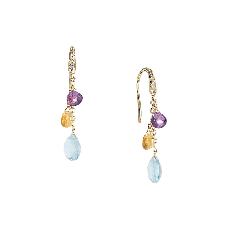 Boucles d’oreilles pendantes Marco Bicego Paradise en or jaune 18k diamants et pierres multicolores OB1742-AB_MX01T_Y_02