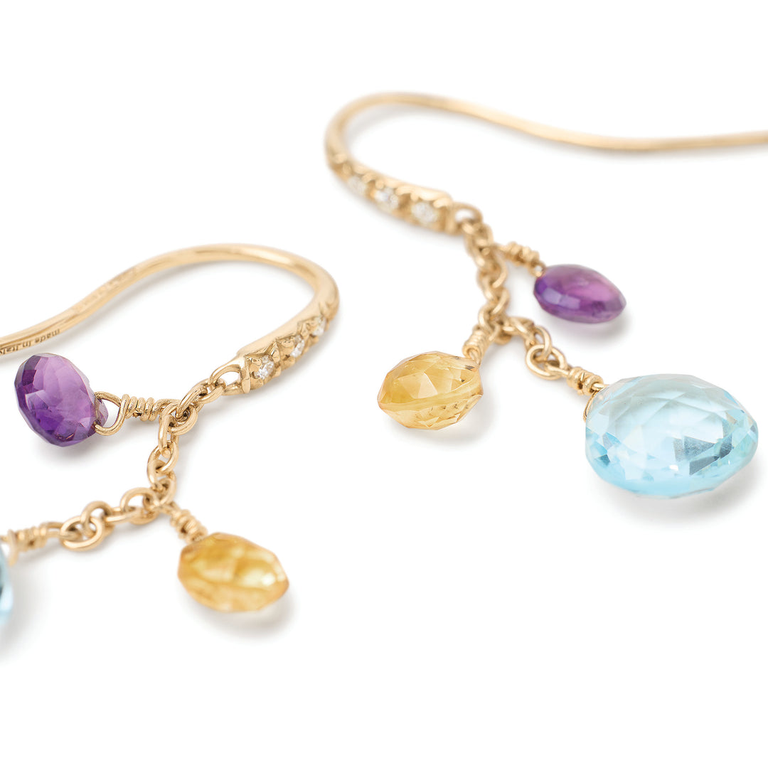 Boucles d’oreilles pendantes Marco Bicego Paradise en or jaune 18k diamants et pierres multicolores OB1742-AB_MX01T_Y_02