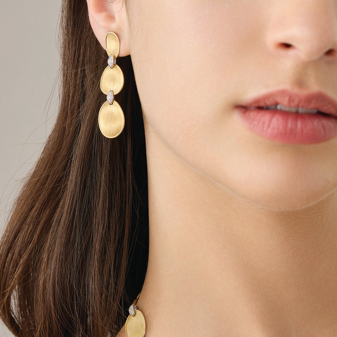 Boucles d'oreilles pendantes Marco Bicego Lunaria Diamonds en or jaune 18k OB1461_B_YW_Q6