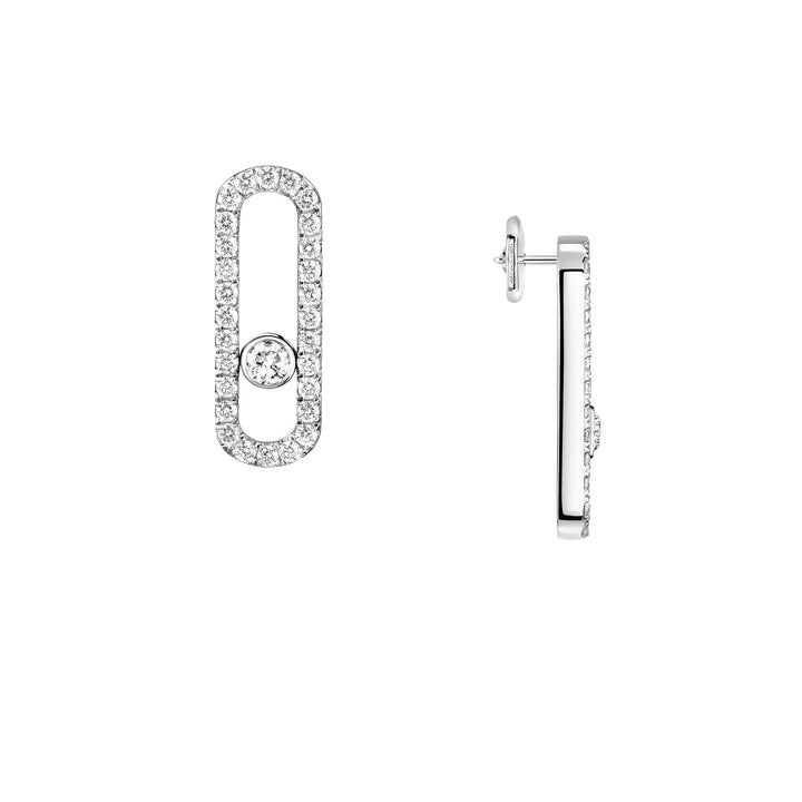 Boucles d'oreilles Messika Move Uno Pavées en or blanc 18k et diamants 12183-WG