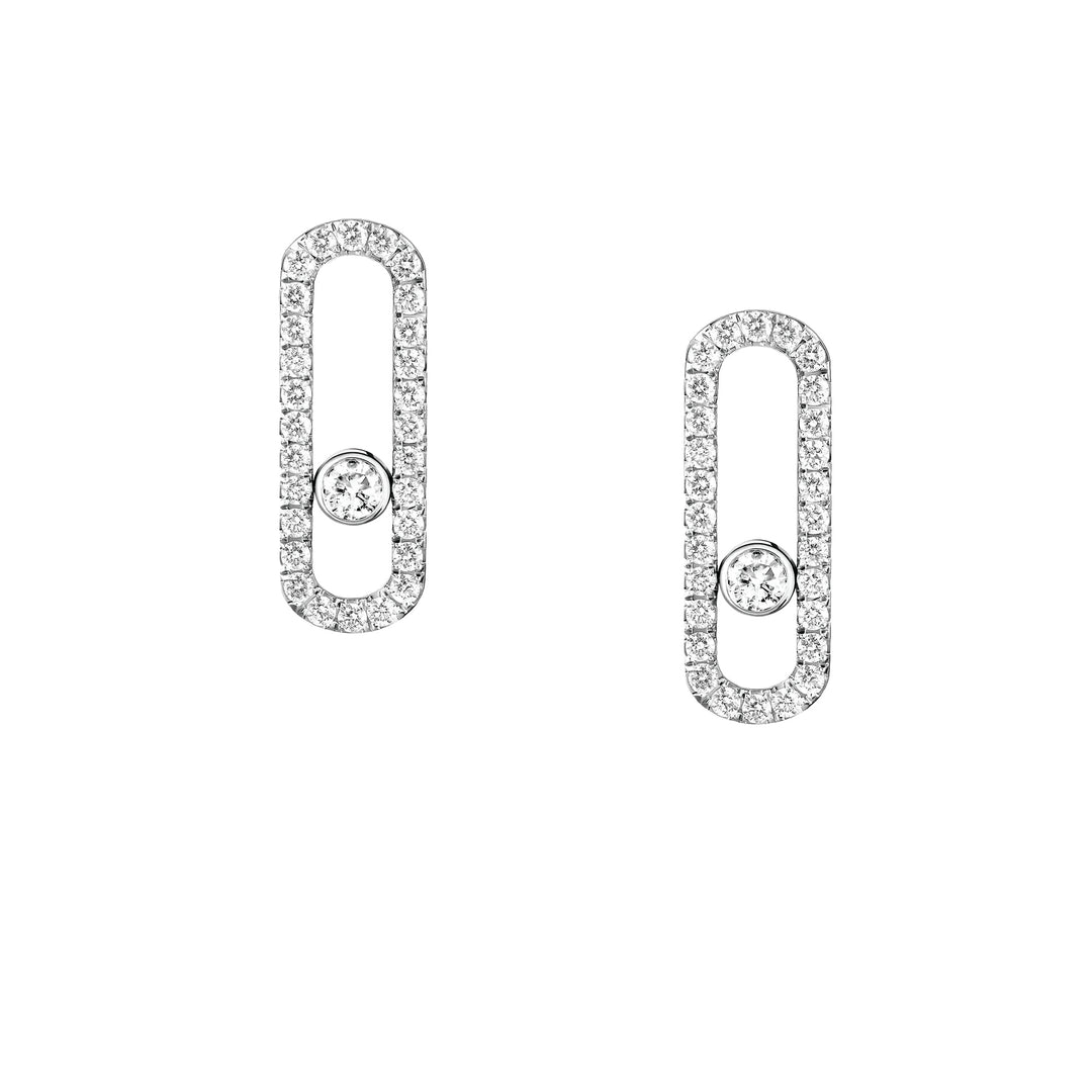 Boucles d'oreilles Messika Move Uno Pavées en or blanc 18k et diamants 12183-WG