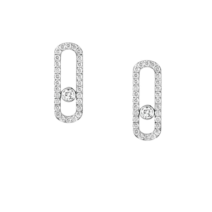 Boucles d'oreilles Messika Move Uno Pavées en or blanc 18k et diamants 12183-WG