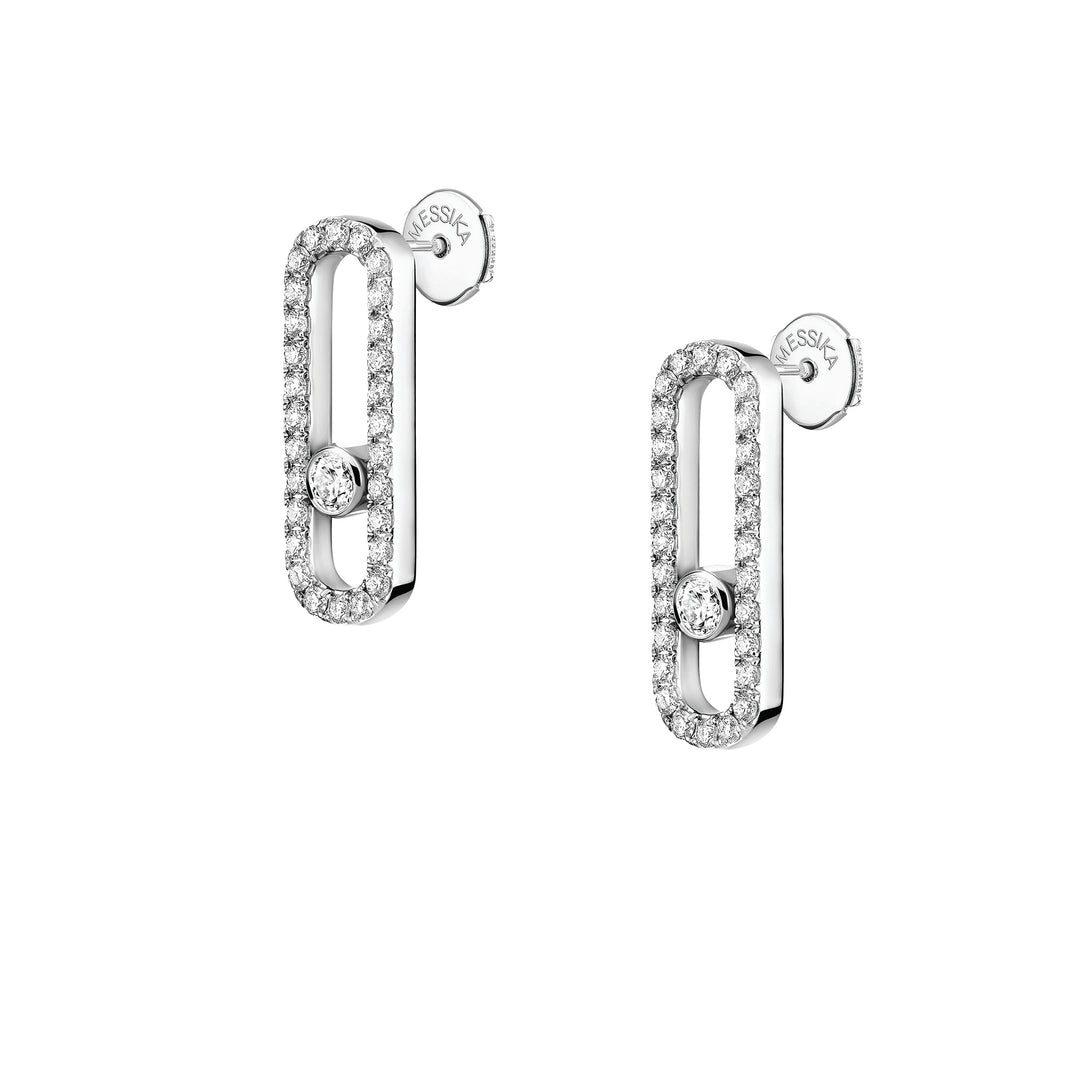 Boucles d'oreilles Messika Move Uno Pavées en or blanc 18k et diamants 12183-WG