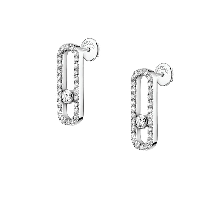 Boucles d'oreilles Messika Move Uno Pavées en or blanc 18k et diamants 12183-WG