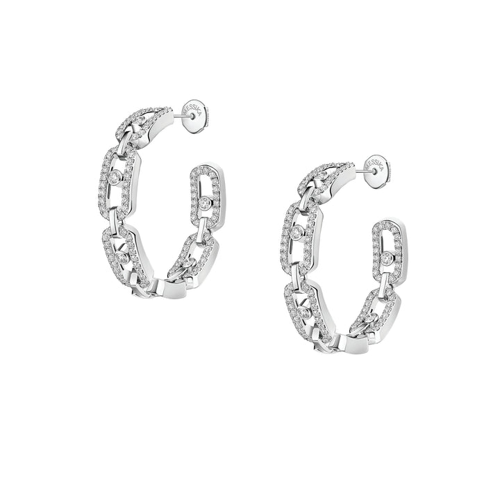 Boucles d'oreilles Messika Move Link PM en or blanc 18k et diamants 12716-WG