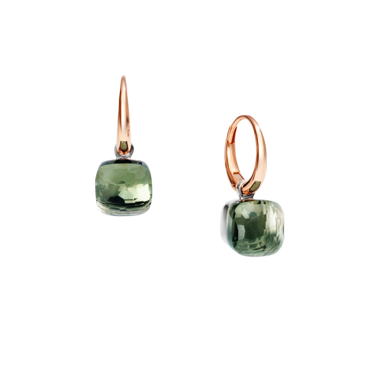 Boucles d'oreilles Pomellato Nudo Petit en or rose et blanc 18k prasiolites vertes POB2010-O6000-000PA