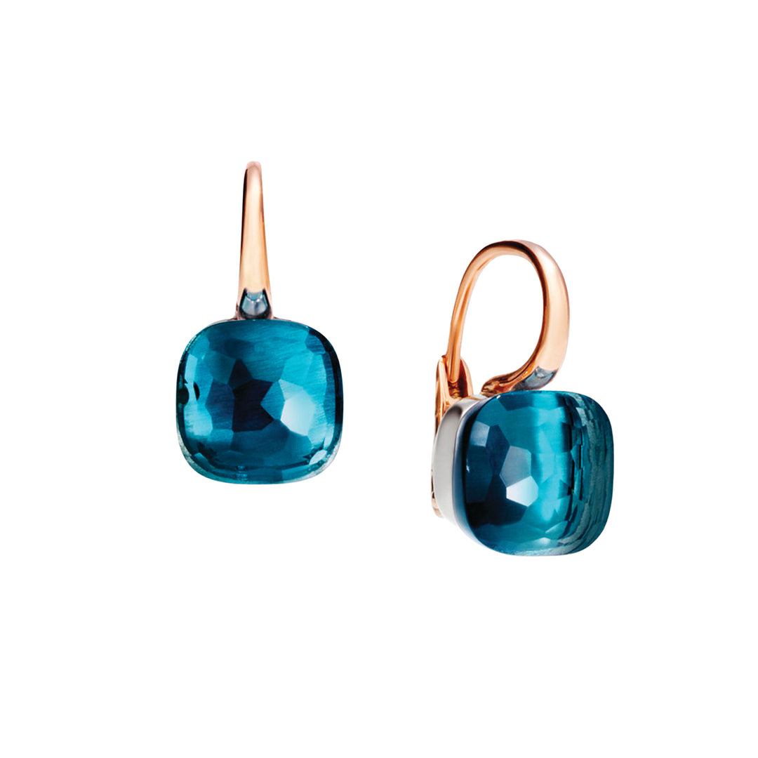 Boucles d'oreilles Pomellato Nudo Classic en or rose et blanc 18k topazes bleu Londres POA1070-O6000-000TL