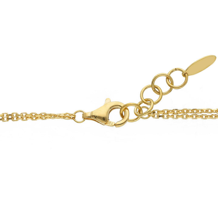 18K yellow gold double-chain pendant necklace