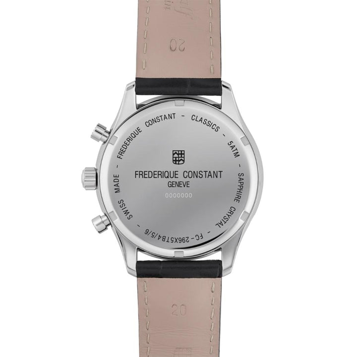 Frederique Constant Classics Quartz Chronograph Triple Calendar watch in stainless steel with leather strap, 40 mm, FC-296SW5B6