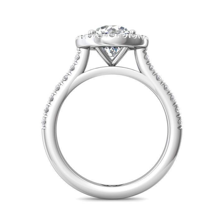 Bague de fiançailles halo et pavée en or blanc 18k diamant 2.00 ct
