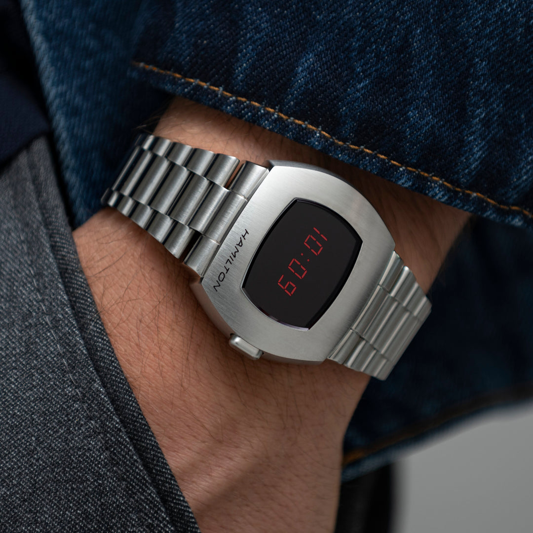 Montre Hamilton American Classic PSR Digital quartz en acier inoxydable 41 x 35 mm H52414130