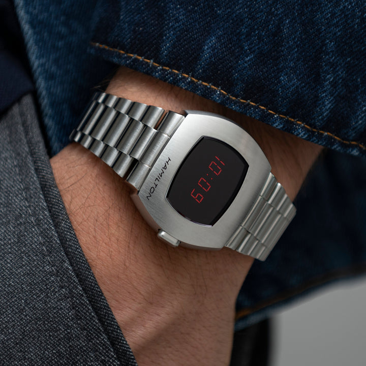 Montre Hamilton American Classic PSR Digital quartz en acier inoxydable 41 x 35 mm H52414130