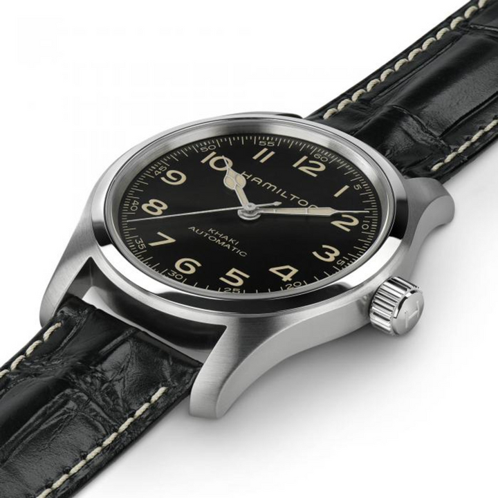 Montre Hamilton Khaki Field Murph automatique en acier inoxydable bracelet cuir 38 mm H70405730