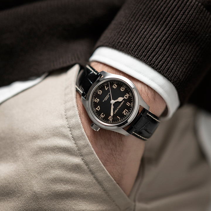 Montre Hamilton Khaki Field Murph automatique en acier inoxydable bracelet cuir 38 mm H70405730