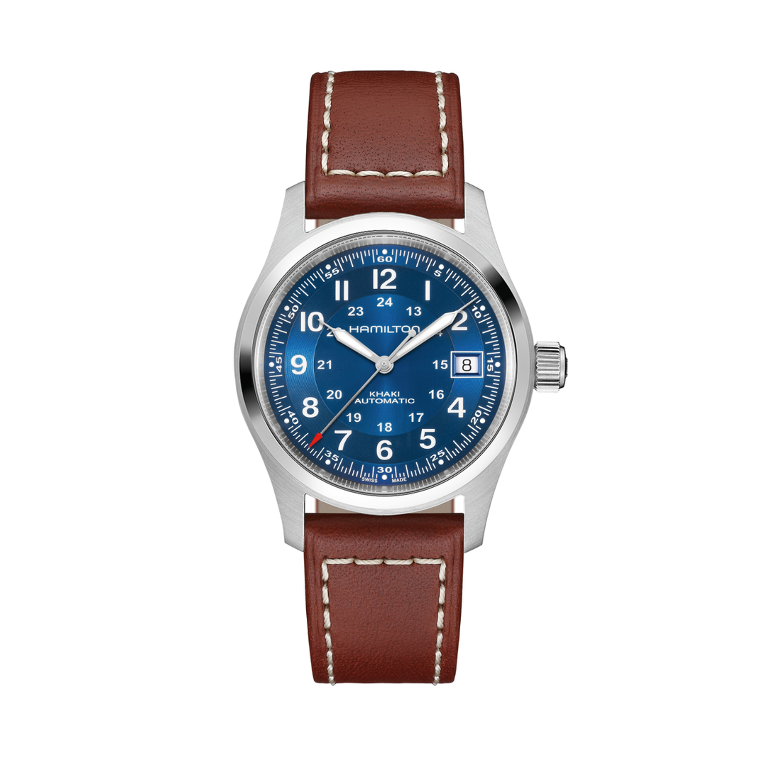 Hamilton Khaki Field Automatic Stainless Steel Watch with Leather Strap 38 mm H70455540