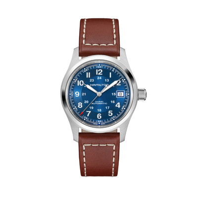 Montre Hamilton Khaki Field Automatic en acier inoxydable bracelet cuir 38 mm H70455540