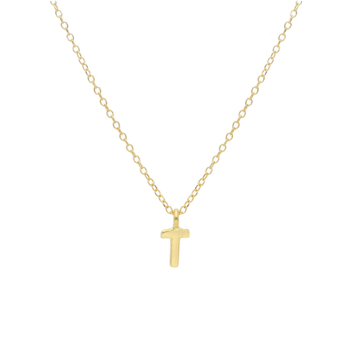 Collier en or jaune 18K lettre T