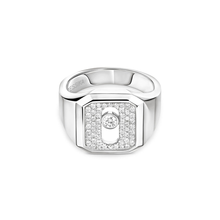 Bague Messika Chevalière Move Joaillerie Pavée en or blanc 18k et diamants 13654-WG