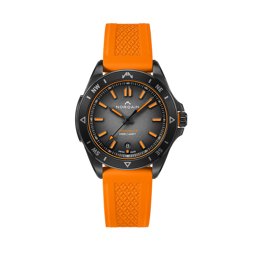 NORQAIN Adventure NEVEREST Limited Edition automatic watch in black DLC stainless steel with rubber strap 40 mm